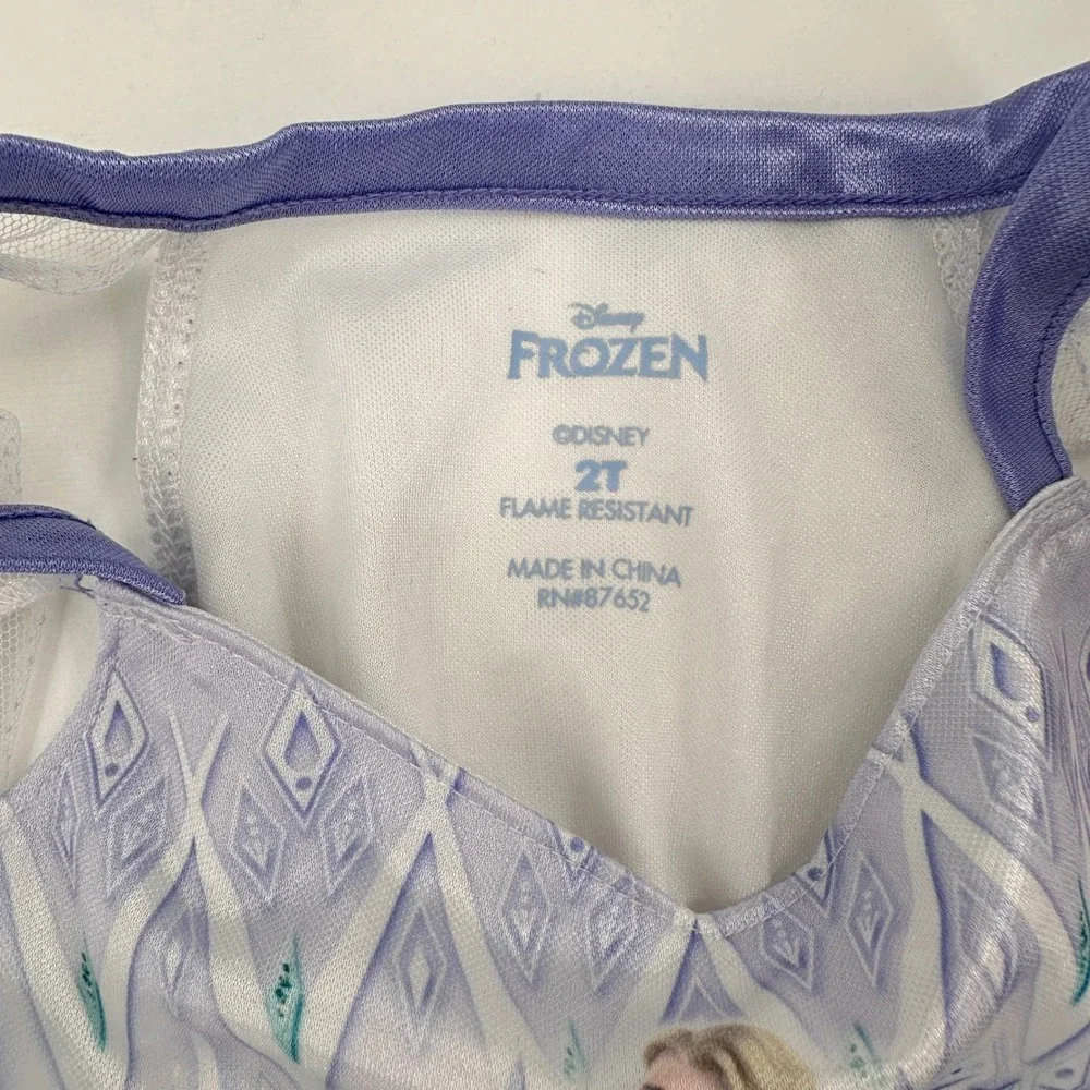 Disney Frozen Elsa and Anna Fantasy Nightgown Set 2T Purple White 2 Pack
